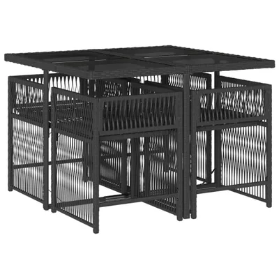 Produktbild von "Winterschlussverkauf " 5-tlg. Garten-Essgruppe - CLORIS - Balkonmöbel/Tisch & stühle - mit Kissen Schwarz Poly Rattan NeuMöbel 4132878