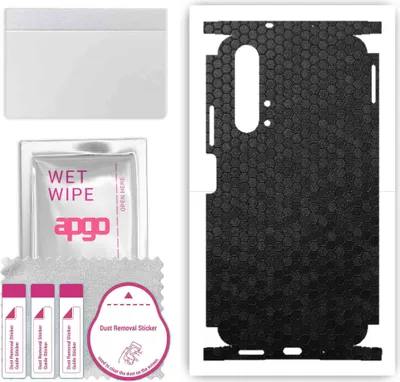 Produktbild von apgo Rückseite + Seiten Schutzfolie, Skin, kompatibel mit Honor 20 Pro, Hinten Displayschutzfolie aus Vinylfolie, kratzfest, einfache Montage - Schwarze Honigwabe