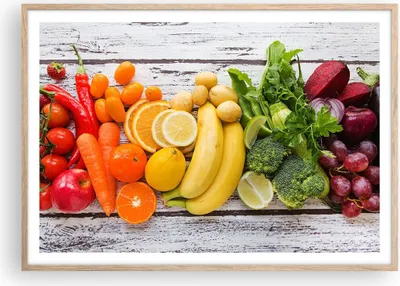 Produktbild von Gerahmtes Poster - Rahmen in heller Eiche - Essen Gemüse Essen frisch - 100x70 cm - Wand Bild - Wanddeko - Wandbilder - Wandposter - Bilderrahmen - Bilder - Kunstdruck - Wandbild - P2NAA100x70-2888