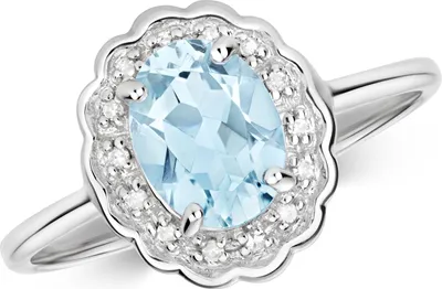 Produktbild von Atemberaubender 9 Karat (375) Weißgold Damen - Diamant Solitärring Brillant-Schliff 0.05 Karat H - PK mit Aquamarin, 50 (15.9); TRS35599RSK