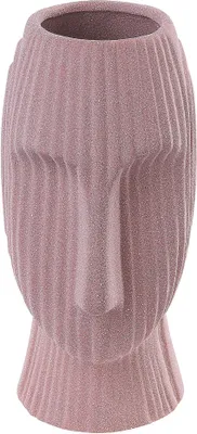 Produktbild von BELIANI Blumenvase Pfirsichrosa Steinzeug Gesichtsförmig Keramikvase für Blumen