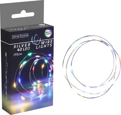 Produktbild von Bunte Weihnachtsbaumbeleuchtung an einem Draht mit Batterien 40 LED 195 cm