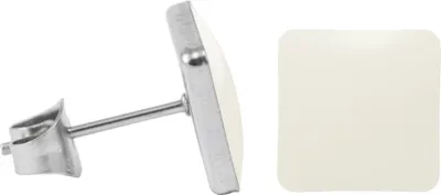 Produktbild von Chirurgenstahl Ohrstecker Emaille Quadrat Farbe - Weiß Größe - 9 mm