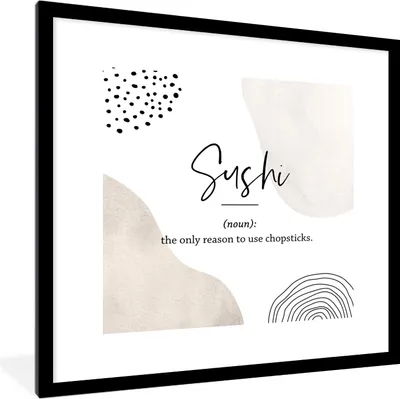 Produktbild von MuchoWow® Gerahmtes Poster Sprichwörter - Sushi - Wörterbuch - Zitate - Sushi-Definition 40x40 cm - Poster mit Schwarzem Bilderrahmen Wandposter Rahmen Foto Bilder - Poster - Plakat im Rahmen