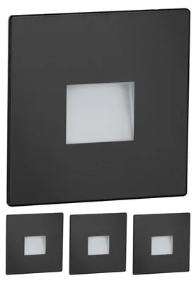 Productafbeelding van ledscom.de 4x LED-trapverlichting/inbouwlamp voor wand, geschikt voor binnen en buiten, downlight, vierkant, zwart, 85 x 85mm, koudwit