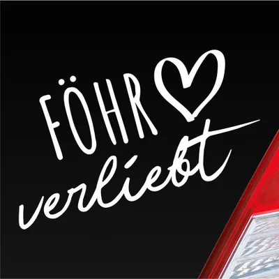 Produktbild von Auto Aufkleber Föhr verliebt Herz Insel Nordsee Liebe Car 19x10 cm Weiss Matt Sticker Heckscheibenaufkleber