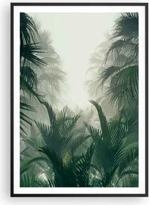Produktbild von Gerahmtes Poster - Schwarzer Rahmen - Dschungel Blätter Palmen - 70x100 cm - Wand Bild - Wanddeko - Wandbilder - Kunstposter - Wandposter - Bilderrahmen - Bilder - Kunstdruck - P2BPA70x100-4504