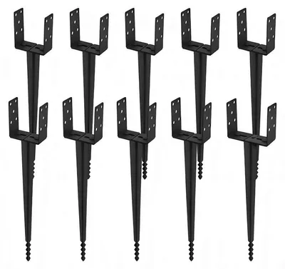 Immagine prodotto di Vigevee 10 supporti a U da infilare nel terreno da 700 mm, regolabili da 100 a 165 mm, con manicotto di infissione e ancoraggio per pali, in acciaio verniciato a polvere da 2 mm, per recinzioni da giardino, pergolati e tettoie