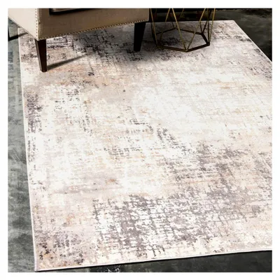 Produktbild von Abstrakter Vintage Designer Teppich - Kurzflor - Weicher Teppich für Wohnzimmer, Schlafzimmer, Esszimmer -  Teppich - Beige Grau 1-160 x 220 cm