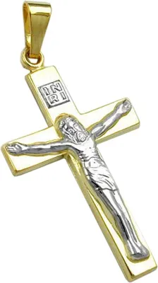Produktbild von Anhänger 27x16mm Kreuz mit Jesus bicolor glänzend 9Kt GOLD