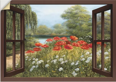 Produktbild von ARTland Wandbild, selbstklebend Mohnwiese Größe: 100x70 cm