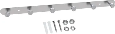 Produktbild von Garderobenständer aus Edelstahl, Modell A – 6 Haken – Wandgarderobe mit Wandhaken in 5 verschiedenen Designs