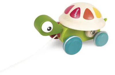 Produktbild von Janod Holz Nachziehtier Schildkröte - Zigolos - Motorikspielzeug