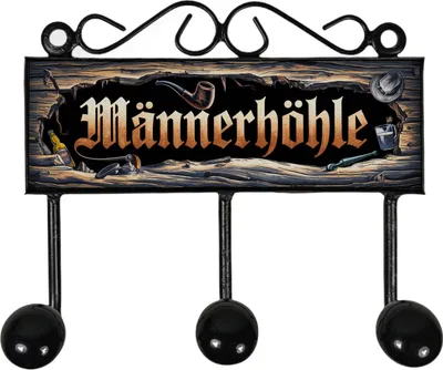 Produktbild von Männerhöhle Kleiderhaken Leiste mit 3 Haken für deinen Man-Cave