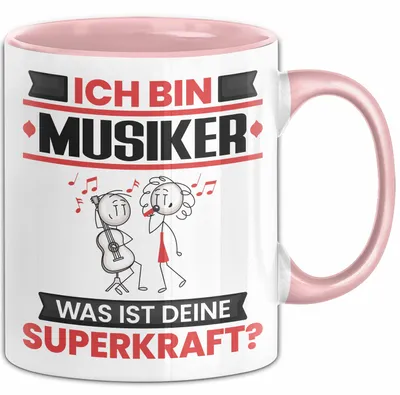 Produktbild von Musiker Tasse Geschenk für Musiker Geburtstag Lustiger Spruch Kaffee-Becher Was Ist Deine Superkraft (Rosa)