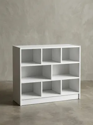 Produktbild von Holzbücherregal mit Melaminharz-Beschichtung und Stauraum, Modernes Design. 80x30x69 cm | Kadima Design