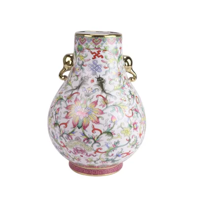 Produktbild von Fine Asianliving Chinesische Vase Porzellan Weiß Handgemalt D22xH31cm Dekorative Vase Blumenvase Orientalische Keramik Vase Dekoration Vase Moderne Tischdekoration Vase
