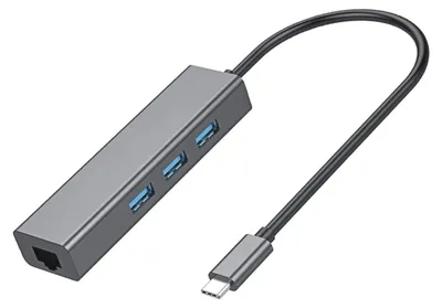 Image de BRAINZAP Hub USB-C Type-C 3 Ports + 10/100/1000 Mbps Gigabit Ethernet LAN Adapter External