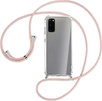 Produktbild von Handykette Backcover-Schutzhülle mit Band (Metall silberfarben) für Samsung Galaxy S20 (G980) - roségold