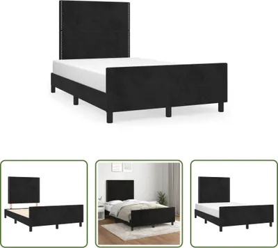 Produktbild von The Living Store Bettgestell mit Kopfteil Schwarz 120x190 cm Samt