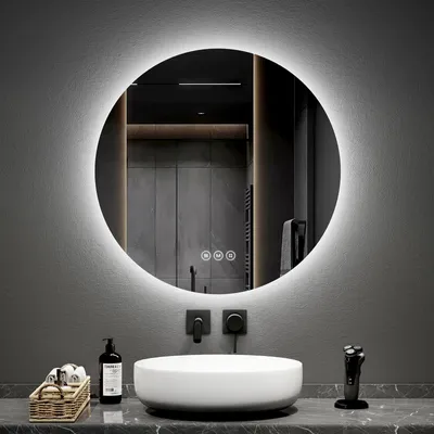 Produktbild von EMKE LED Badspiegel Rund 70 cm mit beschlagfrei Badezimmerspiegel 3 Lichtfarbe Badspiegel dimmbar LED Spiegel mit Touchschalter IP44 Energiesparend