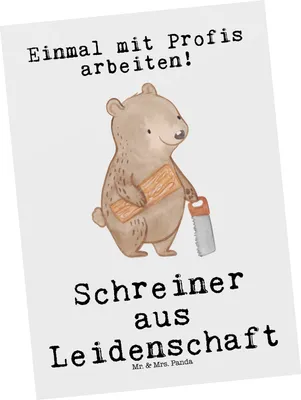 Produktbild von Mr. & Mrs. Panda Postkarte Schreiner Leidenschaft - Weiß - Geschenk, einzelkarte, Postkarten, Ansichtskarte, Ansichtskarten, Grußkarte
