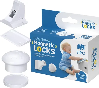 Immagine prodotto di Sipo Chiusure magnetiche per armadi e cassetti, set da 4 pezzi + 1 chiave magnetica, BIANCO