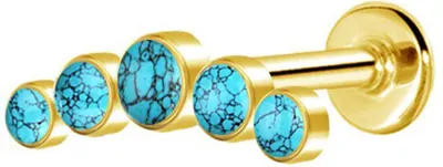Produktbild von viva-adorno Helix Tragus Ohr Cartilage Knorpel Piercing Stecker Türkis Opal Onyx Bogen Ohrstecker Z592, türkis / gold