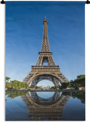 Produktbild von MuchoWow® Wandteppich Wandbehang Originalfoto des Eiffelturms in Paris 90x135 cm Tapisserie Dekoration Wandtuch - Baumwolle - Wandskulptur