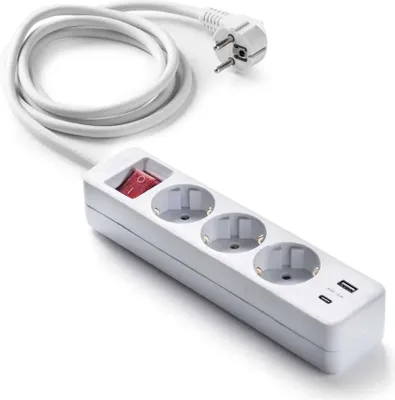 Obrázok produktu pre FAMATEL Ecosockets, zásuvková lišta s 3 zásuvkami, vrátane USB a USB-C portov
