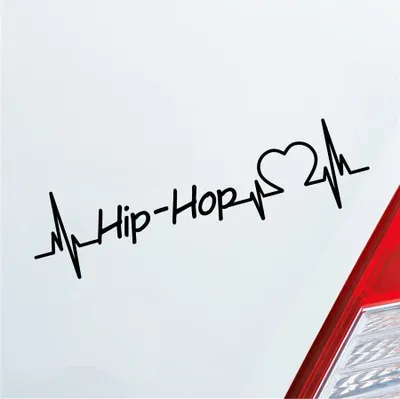 Produktbild von Auto Aufkleber Hip-Hop Herzschlag Tanzen Musik Rhythmus Sport Liebe 19x19 cm Schwarz Glanz Sticker Heckscheibenaufkleber