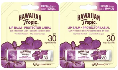 Image de Lot de 2 baumes à lèvres Hawaiian Tropic SPF 30 - protection solaire UVA/UVB