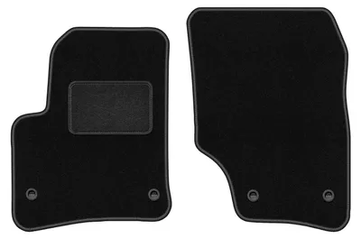 Image de Tapis de sol avant velours sur-mesure pour Porsche Cayenne I (2002-2010, SUV) noir, jeu 2 pièces, fixations - STANDRAD