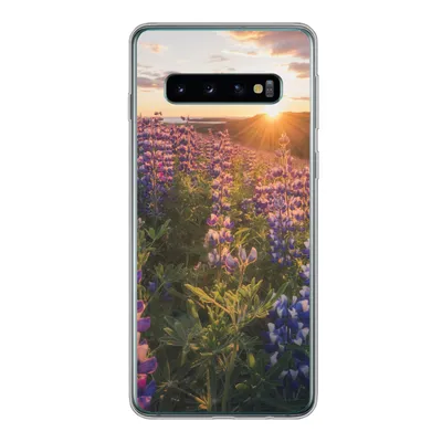 Produktbild von MuchoWow® Handyhülle Schutzhülle Hülle für Samsung Galaxy S10 Lupine - Sonne - Lila Silikon Softcase Handy Hülle - Handytasche