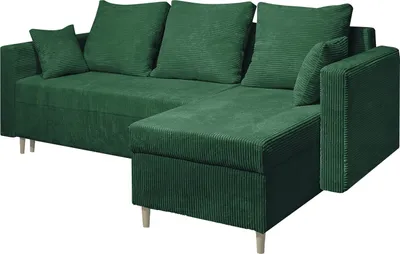 Zdjęcie produktu dla MARPUR narożnik rozkładany OTTO 230x145 cm tapicerowany w kształcie litery L z funkcją spania, z podstawą łóżka, uniwersalny bok, mocna tkanina POSO 612, ciemnozielony