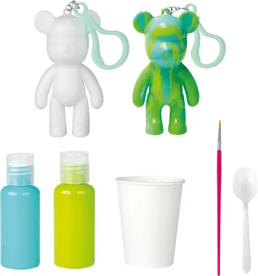 Produktbild von Schlüsselanhänger-Set aus Marmor, Bärenform, 6-teilig, inklusive Farben