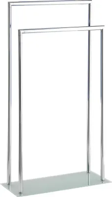 Produktbild von WENKO Stand Handtuch Ständer Halter 2 Stangen Badetuch Kleider STYLE Chrom Optik