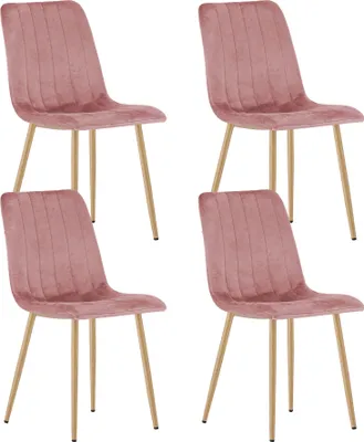 Produktbild von 4er Set Polsterstuhl Esszimmerstuhl Stuhl Wohnzimmerstuhl Polster, 4x rose mit natur Beinen