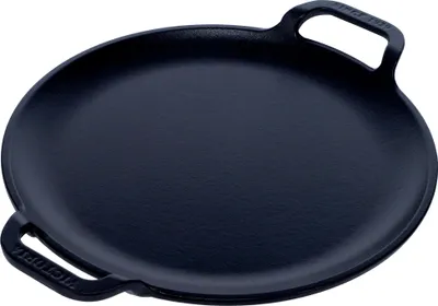 Immagine prodotto di Victoria 31800 Griglia in ghisa per pizza, padella 25cm con manici, induzione, fuoco, forno nero