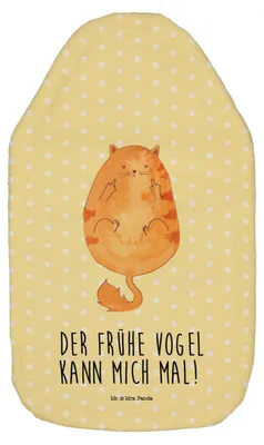 Produktbild von Mr. & Mrs. Panda Wärmekissen Katze Frühaufsteher - Gelb Pastell - Geschenk, heißwasserflasche, Mittelfinger, Katzen, Genervt, Kuschelwärmflasche, Langschläfer, Kaffee