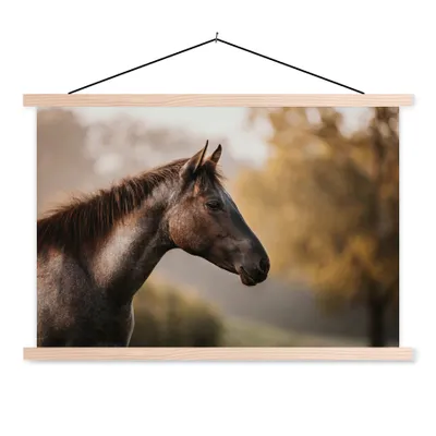 Produktbild von MuchoWow® Textilposter Pferd - Wald - Porträt 60x40 cm mit holzfarbenen Rahmen - Bilder