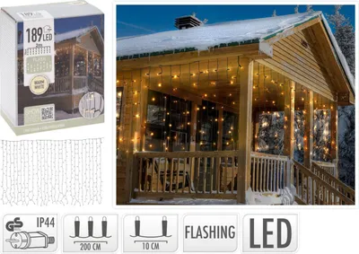 Image de Rideau Lumineux Led Flash 189 Leds, Flash Blanc Chaud, 2x0,7m - Home & Styling