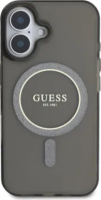 Produktbild von Guess GUHMP16SHFGEREK iPhone 16 6.1" schwarz hardcase IML Glitter Circle MagSafe Schutzhülle