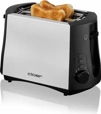 Produktbild von Cloer 3410 Toaster, 825 W, für 2 Toastscheiben, integrierter Brötchenaufsatz, Nachhebevorrichtung, Krümelschublade, mattiertes wärmeisoliertes