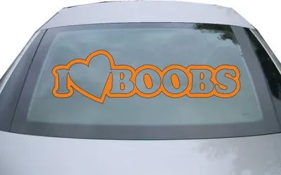 Produktbild von Indigos UG - Aufkleber Heckscheibe & Motorklappe DE2244 - orange - 600x171 mm - I Love Boobs - Auto Scheiben Fenster Heckklappe Tuning Racing JDM - Die cut