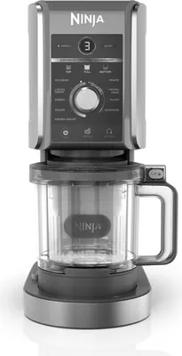 Produktbild von Ninja CREAMi Deluxe, Eis-Shaker, 2,1 l, 3 Becken, Schwarz, Grau, Tasten, Drehregler, 305 mm