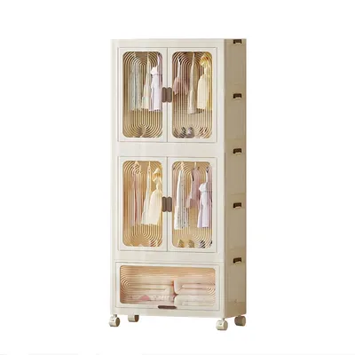 Produktbild von Rollbare Aufbewahrungsbox 2-stufig - Faltbar & stapelbar - Kunststoff - Beige