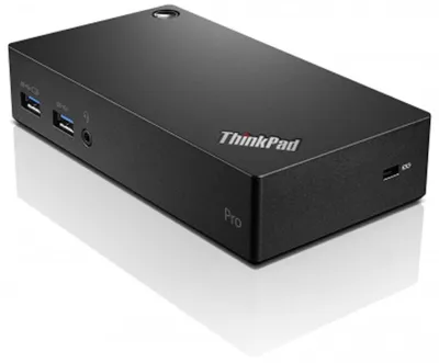 Produktbild von Lenovo ThinkPad USB 3.0 Pro Dock, Kabelgebunden, USB 3.2 Gen 1 (3.1 Gen 1) Type-A, 3,5 mm, 10,100,1000 Mbit/s, Schwarz, Lenovo