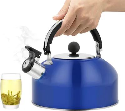 Produktbild von Pfeifende Teekanne für tragbares Wasserkochen mit wärmeisoliertem Griff | Lauter Pfeifkessel für Tee, Kaffee und Wasser