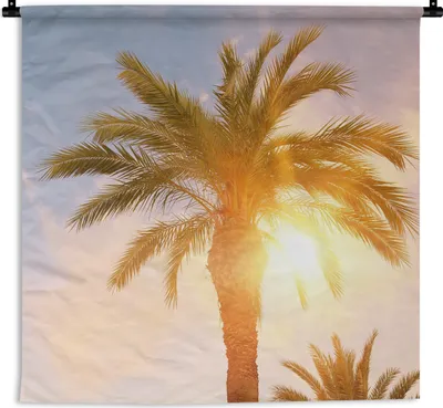 Produktbild von MuchoWow® Wandteppich Wandbehang Palme - Sommer - Sonne - Tropisch 150x150 cm Tapisserie Dekoration Wandtuch - Wohnaccessoires - Modernes